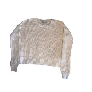 Banana Republic Womens Sweater Crop Top Baby Pink Waffle Knit Size XS